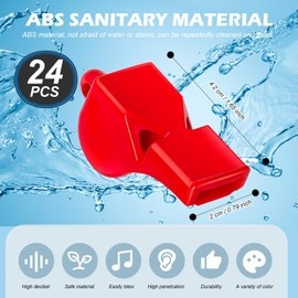 LIANGYUNZE Whistle, 24 Pcs Red Professional Sport Whistle Set with Lanyard - Loud Pea-Less Whistle for Coaches, Referees, Lifeguards and Police