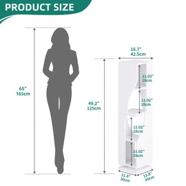YITAHOME Corner Bookshelf, 4-Tier Rotating Bookshelf,Modern Narrow Shelf Organizer Storage for Bedroom, Living Room, Study Room,White