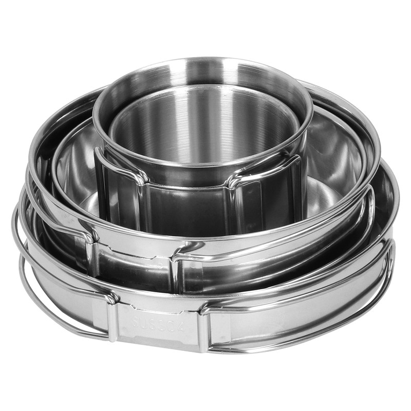 Outdoor Stainless Steel Cookware Set 5‑Piece Camping Portable Cooking Pots