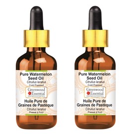 Greenwood Essential Greenwood Essential Pure Watermelon Seed Oil (Citrullus lanatus) with Glass Dropper Cold Pressed (Pack of Two) 100ml X 2 (6.76 oz)