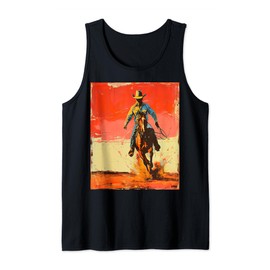 Retro Vintage 1950s Western Ranch Cowboy Hat Desert Art Tank Top