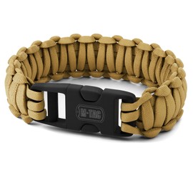 M-Tac Paracord Bracelet - Tactical Wristband with Fastex - Survival Cord for Outdoor Hiking Survival Camping (L, Coyote)