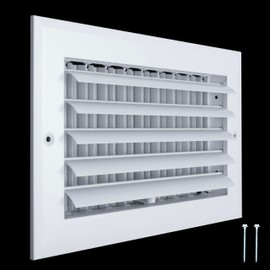 Fits 10x6 Duct Opening Aluminum 1-Way Adjustable Air Supply Grille by Handua | Curved Blade Register Vent Cover for Sidewall & Ceiling | White | Outer Size: 11.75" X 7.75"