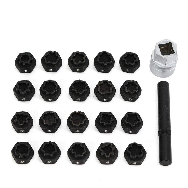 LYNICESHOP Car Wheel Lock, 22Pc Wheel Locking Key Anti-Theft Removal