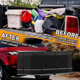 MDSTOP Hitch Cargo Carrier Bag, Waterproof Cargo Bag, 12.5 Cu Ft 53"x20"x20" Rainproof Vehicle Soft-Shell Carriers, with 8 Reinforced Straps for Vans Truck Pickup (Black, 12.5 cu. ft 53"x20"x20")