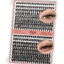 Higu Clace Cluster Lashes 320PCS, Individual Eyelashes Mixed 9-16mm,Natural Lash Clusters Wispy Cluster Lashs,Eyelash Extensions Easy to Use at Home Eyelashes Clusters (30D+40D)
