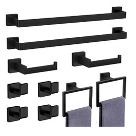 Yolispa Matte Black Bathroom Hardware Set, 10-Pieces Stainless Steel Bathroom Hardware Set, Towel Holder Set, Matte Black Bathroom Accessories Wall Mounted