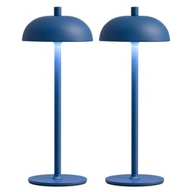 NEWSEE Cordless LED Table Lamp Set of 2, Modern Portable Desk Lamp, 3 Color Stepless Dimming Built-in Rechargeable Battery Lights, for Bedroom, Outdoor, Restaurant, Bedside Night Lamp(Blue)