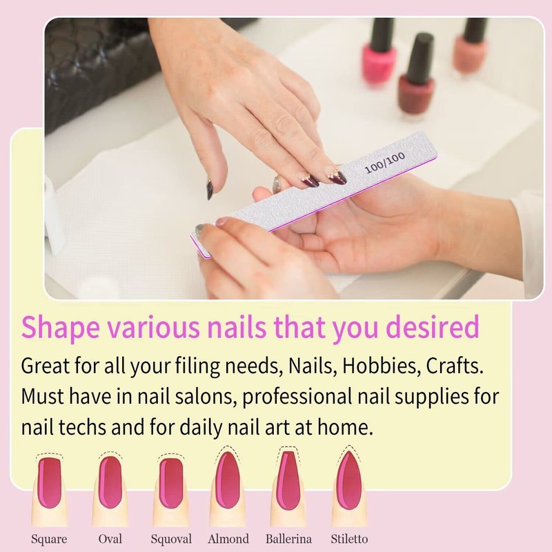 Acrylic Nail Files 80/80 Grit Reusable Coarse Square Jumbo Nail