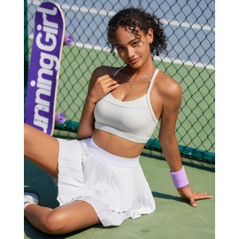 RUNNING GIRL Sports Bra for Women, Molded Cup Strappy Plus Size Sports Bra High Impact Workout Bras for Women(3057_Grey_L)