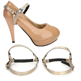 1 Pair High Heel Shoe Straps, Detachable Adjustable Anti-loose Shoe Ankle Straps Laces Band Replacement with Buckle for High Heels Shoes Pumps(Gold)