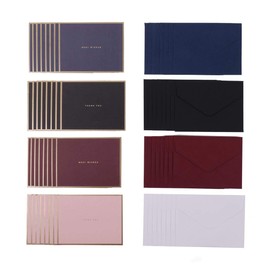 Gold Edge Luxury Fashionable Thick Kraft Paper with Envelopes Message Cards 4 Colors 32 Pairs Elegant Thank You Celebration Greeting Cards