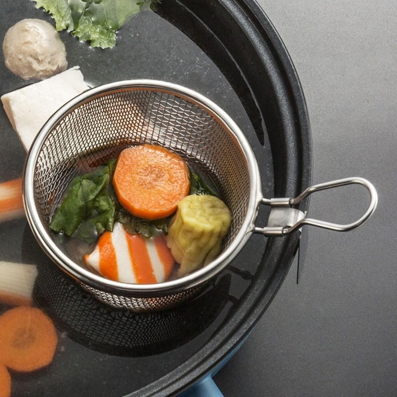 Stainless Steel Pasta Basket, Mesh Spider Food Dumpling Noodle Strainer,
