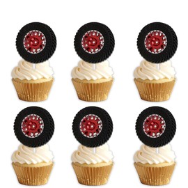 18pcs Glitter Dessert Cupcake Topper Pick for Race Car Vehicle Repair Tyre Theme Decor Supplies Men Women Kids Happy Birthday Decorations