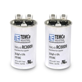 TEMCo 20 uf/MFD 370 VAC volts Round Run Capacitor 50/60 Hz AC Electric - Lot -2 (Optional uf/MFD, Voltage and Lot Quantities Available)
