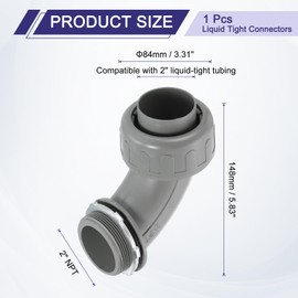 uxcell Nonmetallic Liquid Tight Connector, Fit for 2" Conduit Fitting, Gray