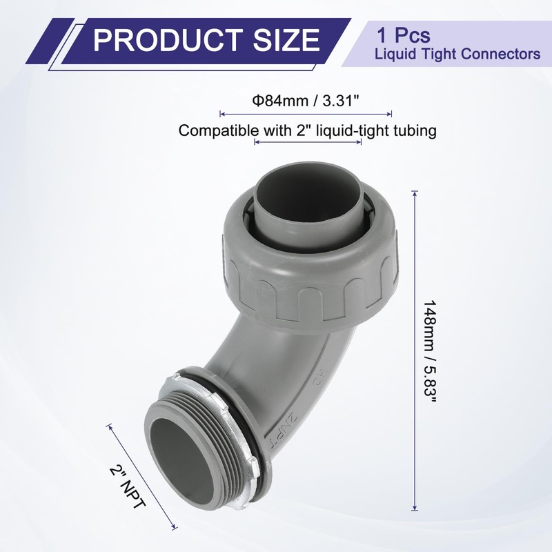 uxcell Nonmetallic Liquid Tight Connector, Fit for 2" Conduit Fitting,
