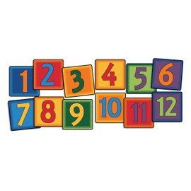 Carpets for Kids KID$Value Plus 3891 Simple Numbers Individual Seating Set of 12-16in Squares Multi Color