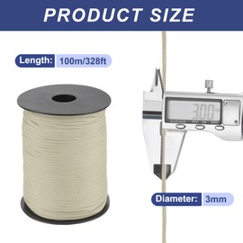 QUARKZMAN Polypropylene Rope 3 mm Polypropylene Rope 10 Om PP Braided Line Textile Rope Lead Nylon Cord Tear-Resistant Rope Plastic Rope for Washing Line Camping Hiking Outdoor Camel Grey