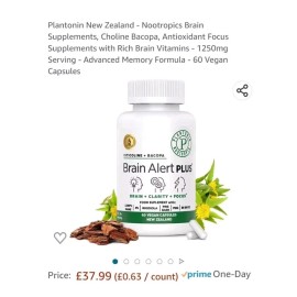 Plantonin New Zealand brain alert Plus 60  Capsules Nootropic brain Supplement