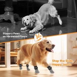 PICK FOR LIFE Non Slip Dog Socks with Grippers Prevent from Licking Paws,Anti-Slip Dogs Grip Socks for Senior Dogs on Hardwood Floor(Brown,2Pairs,S)