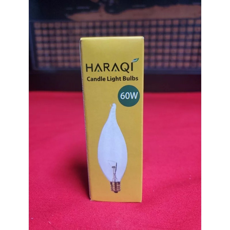 Haraqi 12 Pack 60w E12 C32 Flame Tip Clear Light