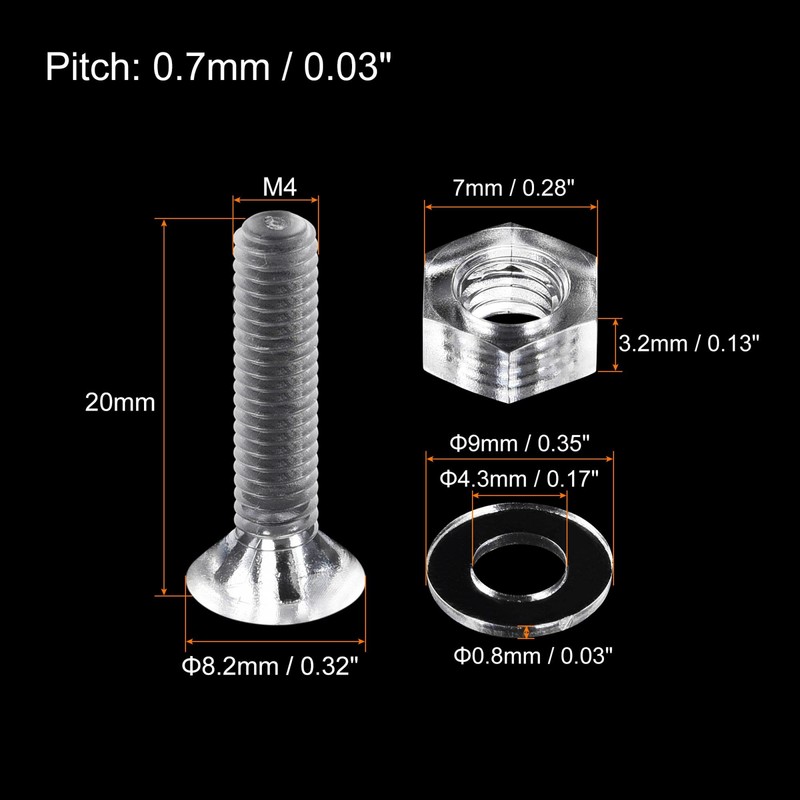 sourcing map M4 x 20mm Plastic Phillips Machine Screws with