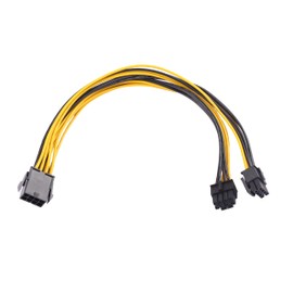 ELFJMZP 8PIN to Dual 8PIN (4+4) CPU Power Cable - 18AWG Tinned Copper Core - 29cm Server PSU Cable for Dual CPU Motherboards - Black/Yellow PVC (No Manual)