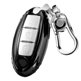 [PELKERDR] NISSAN Infiniti Smart Key Case Key Holder Days Serena X-Trail Elgrand Skyline Note Cube Juke Kicks Key Case, Black