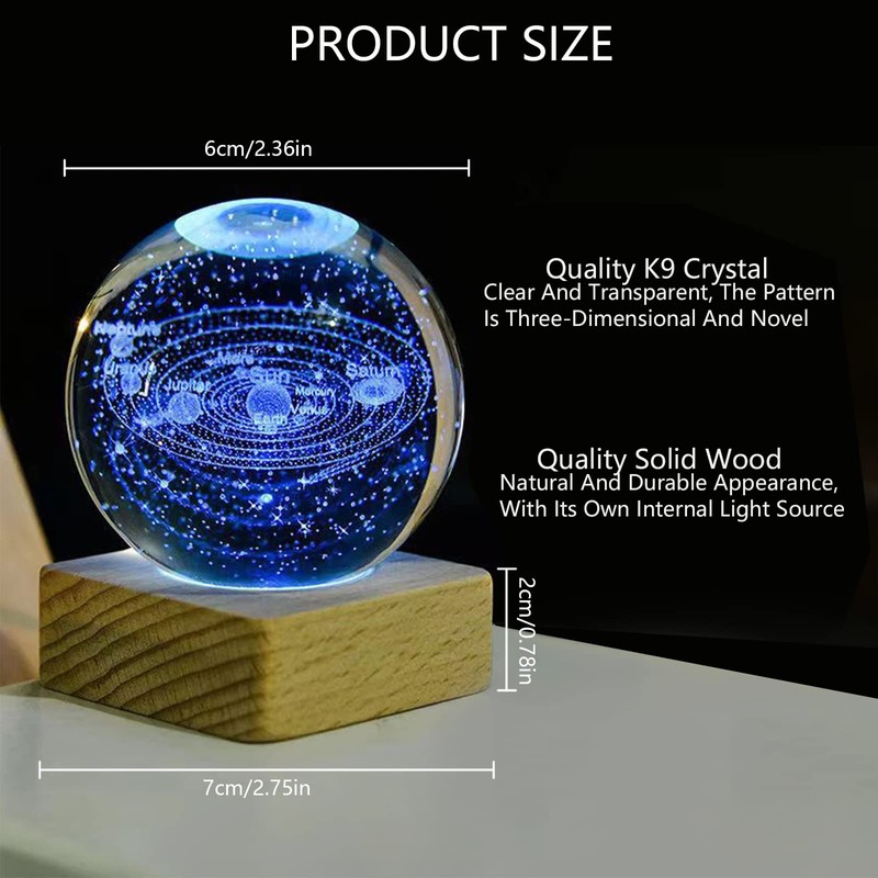 HeZhiNing Crystal Ball Night Light Creative Night Scene Astronomy 3D