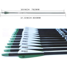 Tiger Archery 30Inch Carbon Arrow Practice Hunting Arrows with Removable Tips for Compound & Recurve Bow(Pack of 12) (Deep Green White)