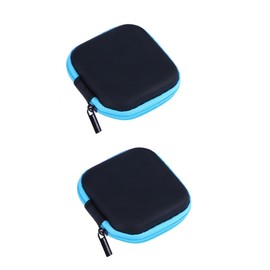 jojofuny 2pcs Assorted Color Mini Eva Earbud Storage Case Compact Headphone Pouch for Travel Earphone Organizer Soft Lining and Mesh Pocket for Accessories