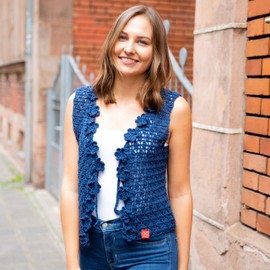 Blue Cotton Yarn - MyOma Cotton Pure Night Blue (Fb 0126) - Cotton for Knitting and Crocheting + Free Instructions - 1 Ball Cotton Blue/Dark Blue Cotton Yarn 50 g / 125 m - Needle Size 2.5 - 3.5 mm