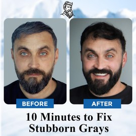 Men's 3-in-1 Black Beard & Hair Dye Shampoo, Instant Grey Darkening Beard Color Shampoo in 10 Minutes, Simpler Gray Reducing Mustache & Beard Dye for Men, with Plant Extract for Healthy Facial Hair