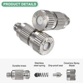 M METERXITY 20-Pack Brass Misting Nozzles, 0.012"/0.3mm Orifice Mister Nozzles Brass, High Pressure Spray Misting Nozzle Head for Outdoor Cooling System/Greenhouse/Landscaping [3/16]