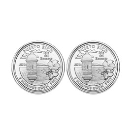 US DC & US Territories 2009 Puerto Rico Bu Unc Quarters Cufflinks NEW