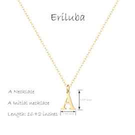 Eriluba Initial Necklace,18K Gold Plated Letter Necklace,A-Z Pendant Necklace for Women(A)