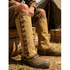 SMONT Canvas Gaiters Snake Gaiters Leg Gaiters for Men Ww2 Gaiters Reproduction Wwii Us M1936 Leggings Gaiters for Hiking Army Khaki Canvas Gaiters Puttee Protection For Legs, 3R