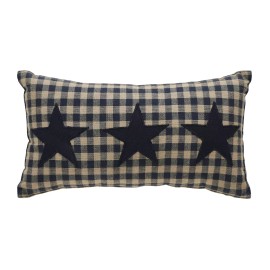 VHC Brands Black Check Star Pillow 7"x13" VHC Brands Country Primitive Check Farmhouse VHC