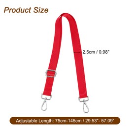 sourcing map Wide Shoulder Strap, 2.5cm Adjustable Purse Strap Replacement Crossbody Strap for Shoulder Bag Handbag, Red, Silver Pull Core Buckle