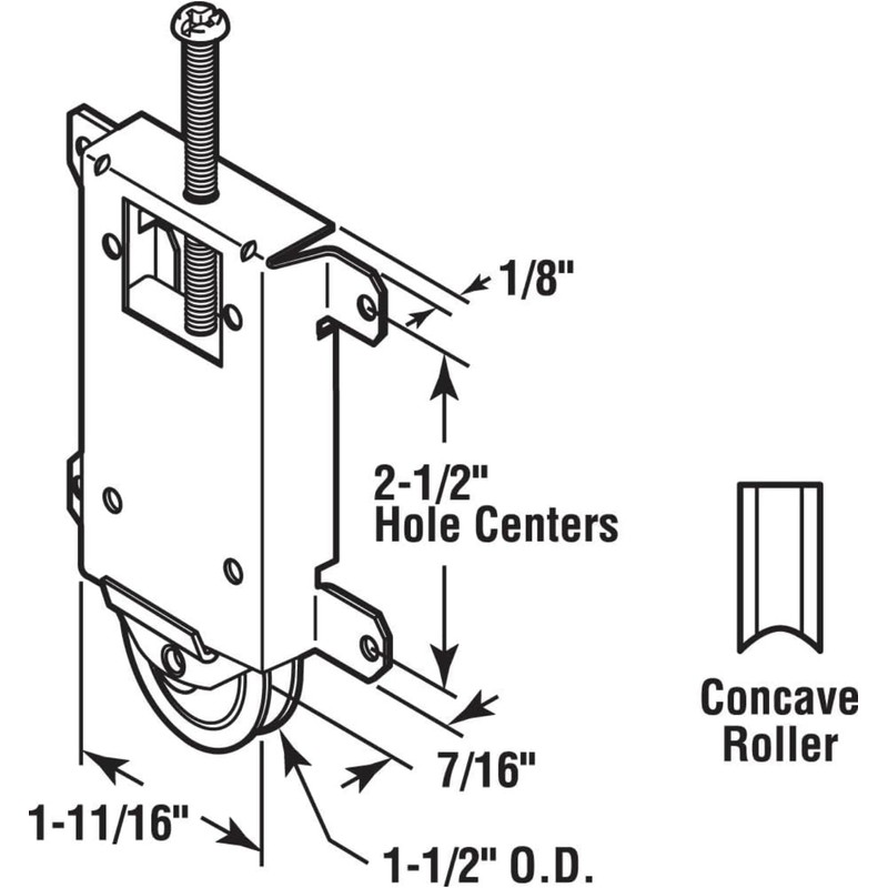 Easy Fix Hardware Concave Mirror Closet Wardrobe Bottom Roller Assembly