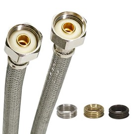 Fluidmaster B4F30CU Faucet Connector, Braided Stainless Steel - 3/8 Compression, 7/16 Compression, 1/2 Compression, or 1/2 F.I.P. Thread x 1/2 F.I.P. Thread, 30-Inch Length