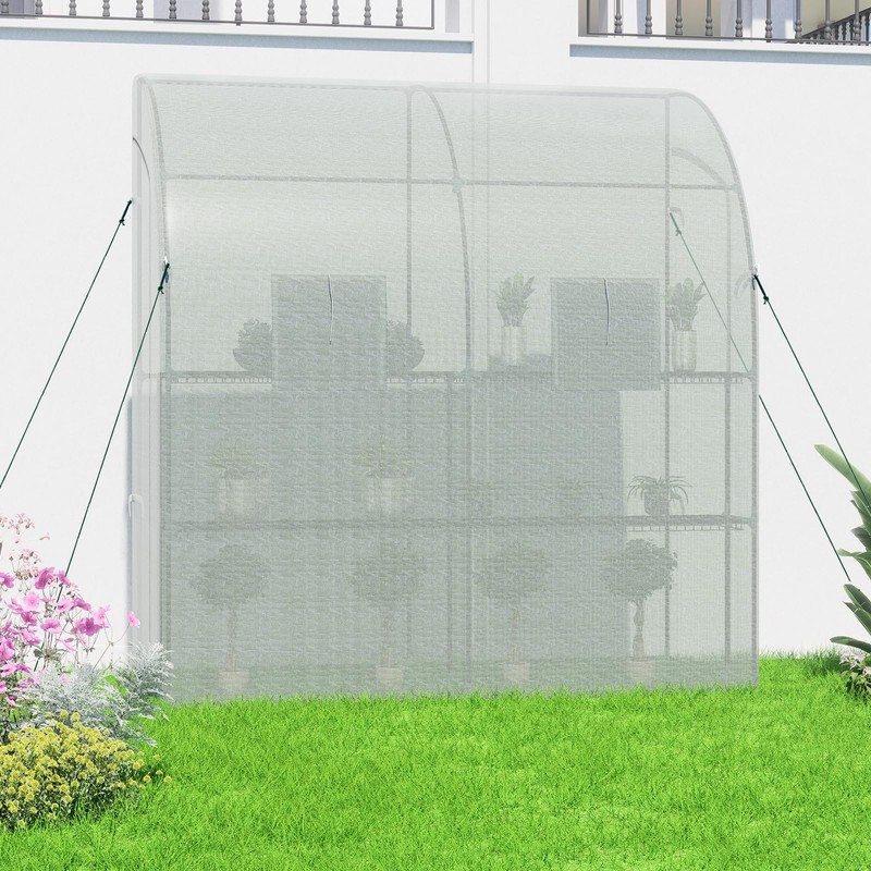 BPS 7x3x7 FT Lean to Greenhouse with Shelves, Large Walk-in