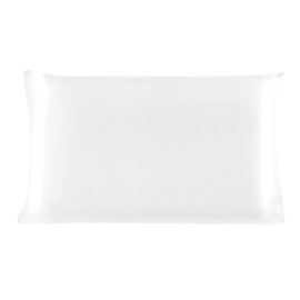Sourcingmap 100% Pure Mulberry Charmeuse Silk Pillowcase Pillow Case Cover for Hair & Skin 19 Momme 350tc King Size 20x36 Inch/51x91cm Snow White (1-Piece)