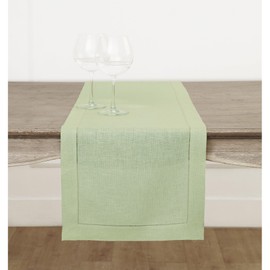 Solino Home Sage Green Linen Table Runner 72 Inches Long – 100% Pure Linen Classic Hemstitch Table Runner 14 x 72 Inch – Machine Washable Dining Table Runner for Fall, Thanksgiving, Christmas Decor