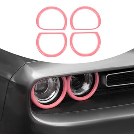 Voodonala for Challenger Headlight Headlamp Lampshade Accents Enhancements Cover Bezels Ring Cover Trim for 2015-2024+ Dodge Challenger Exterior Accessories,Pink ASB 4PCS