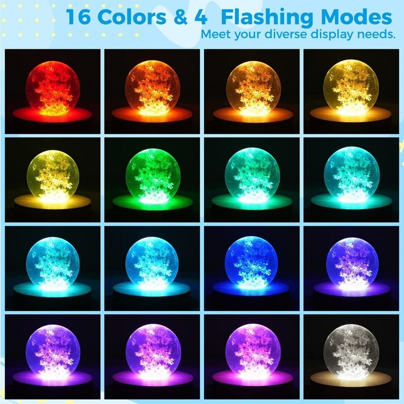 Homaisson Wooden Light Stand Bases 4PCS Colorful LED Lights Display