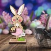 2 Pcs Easter Desktop Decorations, Easters Wooden Bunny, Stand up