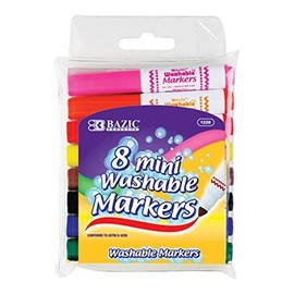 BAZIC Color Broad Line Mini Washable Markers 24 Packs of 8