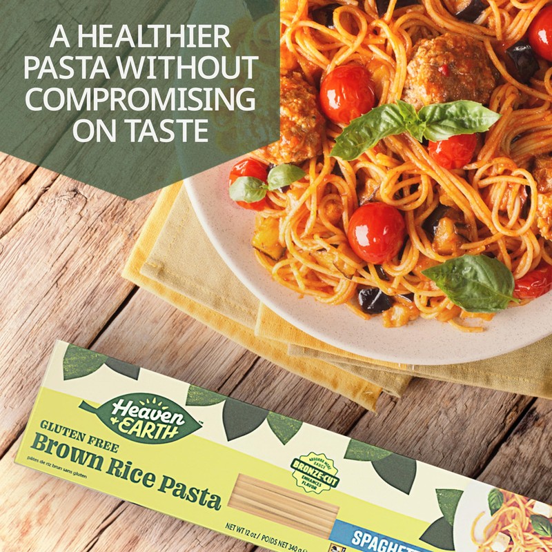 Heaven & Earth Brown Rice Pasta, Gluten Free Spaghetti, 12oz